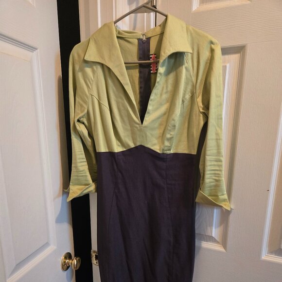 Pinup Couture Lauren dress, green/gray, Size S, EUC - Picture 1 of 2